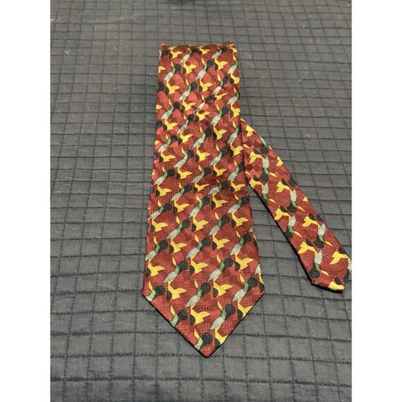 Pierre Balmain Means Tie, Water Fowl Design, Red and Gold - Picture 1 of 2